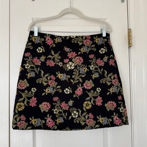 LOFT Pink and Yellow Embellished Mini Skirt Cocktail
